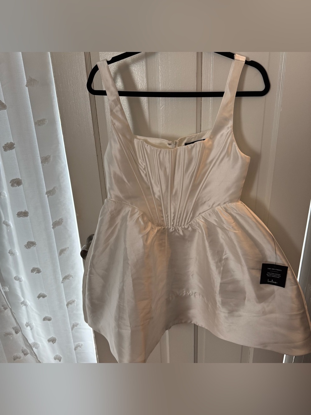 Lulu's Ivory Satin Mini Dress